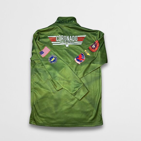 Top Gun Parody Coronado Islanders Track Jacket By Spenglish Green W/ Patches L P - Picture 3 of 5